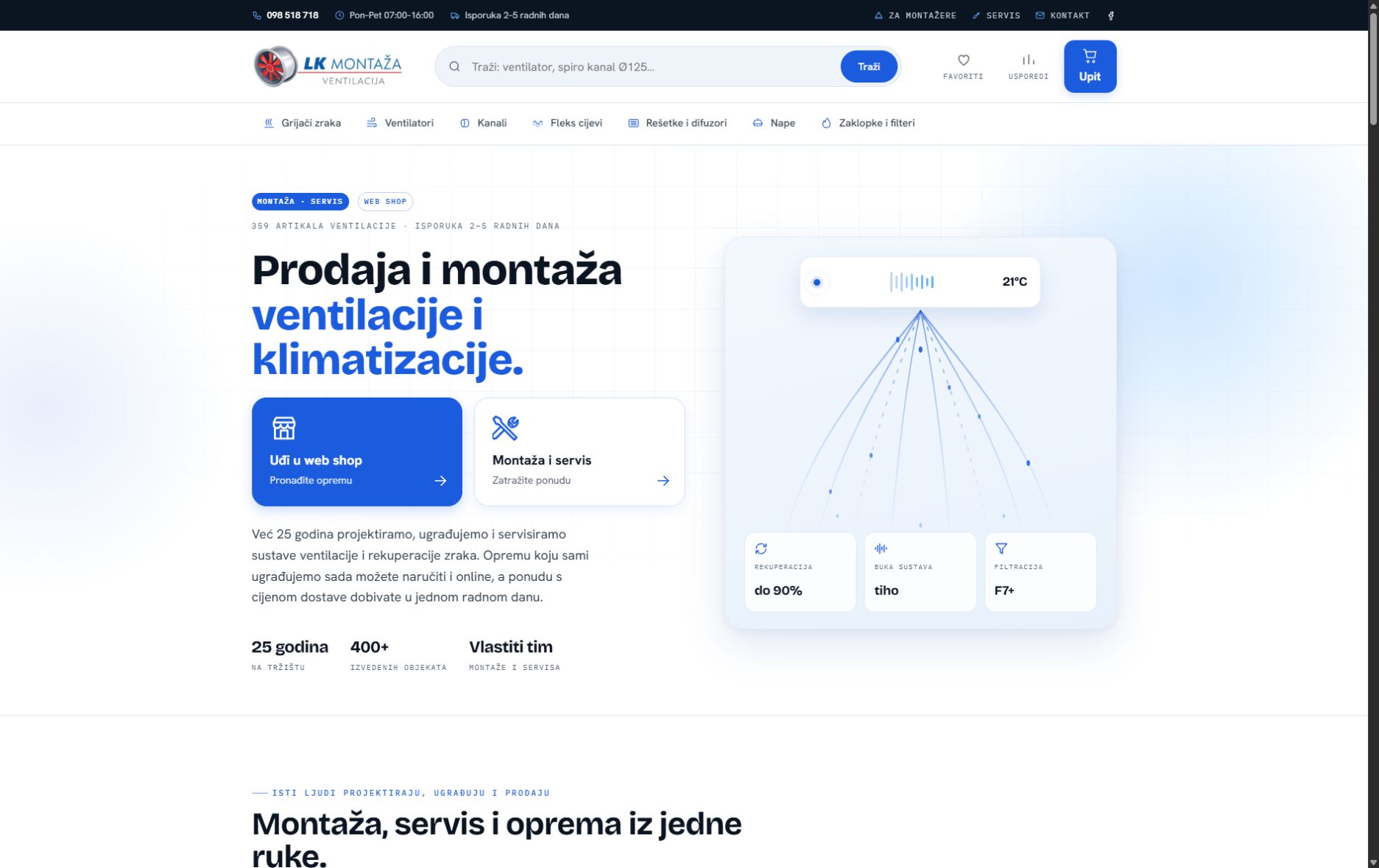 Naslovnica objavljene stranice LK Montaža